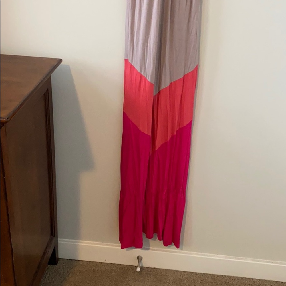 Silvergate Taupe/Coral/Pink Trapeze Maxi Dress Size Large - Picture 9 of 11